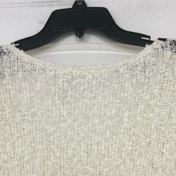POL Cotton Blend Cream Open Knit Asymmetrical Hem Beachy Longline Tunic Top L - Picture 8 of 11